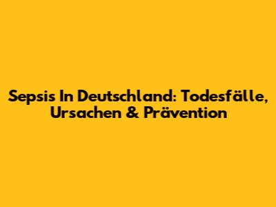 Sepsis In Deutschland: Todesfälle, Ursachen & Prävention