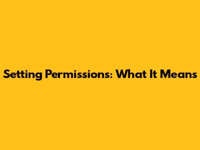 Setting Permissions: What It Means