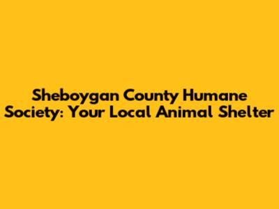 Sheboygan County Humane Society: Your Local Animal Shelter