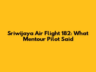 Sriwijaya Air Flight 182: What Mentour Pilot Said