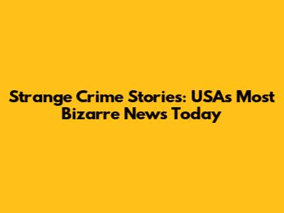Strange Crime Stories: USA's Most Bizarre News Today