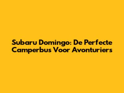 Subaru Domingo: De Perfecte Camperbus Voor Avonturiers