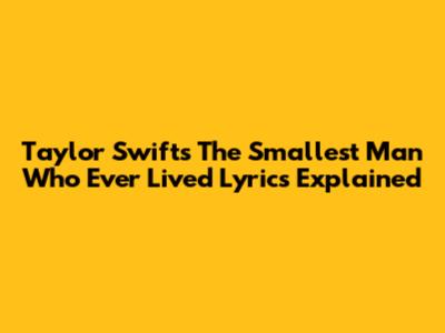 Taylor Swift's "The Smallest Man Who Ever Lived" Lyrics Explained
