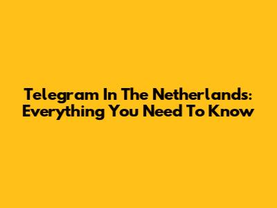 Telegram In The Netherlands: Everything You Need To Know