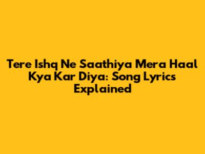 Tere Ishq Ne Saathiya Mera Haal Kya Kar Diya: Song Lyrics Explained