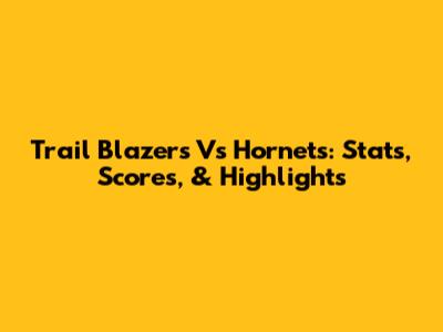 Trail Blazers Vs Hornets: Stats, Scores, & Highlights
