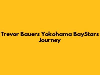 Trevor Bauer's Yokohama BayStars Journey