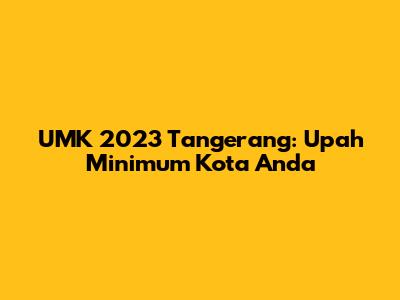 UMK 2023 Tangerang: Upah Minimum Kota Anda