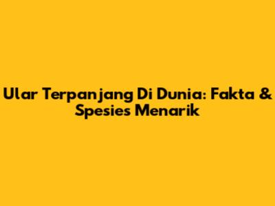 Ular Terpanjang Di Dunia: Fakta & Spesies Menarik