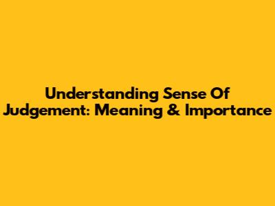 Understanding 'Sense Of Judgement': Meaning & Importance
