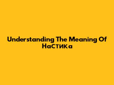 Understanding The Meaning Of "Настика"