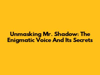 Unmasking Mr. Shadow: The Enigmatic Voice And Its Secrets
