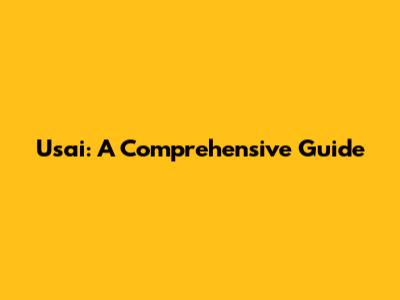 Usai: A Comprehensive Guide