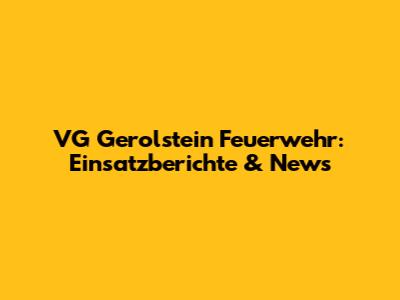 VG Gerolstein Feuerwehr: Einsatzberichte & News