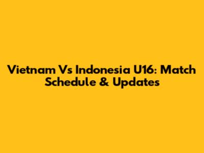 Vietnam Vs Indonesia U16: Match Schedule & Updates