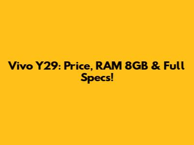 Vivo Y29: Price, RAM 8GB & Full Specs!