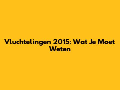 Vluchtelingen 2015: Wat Je Moet Weten