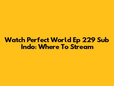 Watch Perfect World Ep 229 Sub Indo: Where To Stream