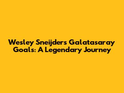 Wesley Sneijder's Galatasaray Goals: A Legendary Journey