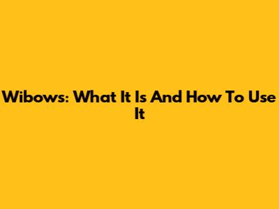 Wibows: What It Is And How To Use It