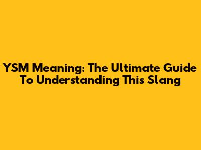 YSM Meaning: The Ultimate Guide To Understanding This Slang