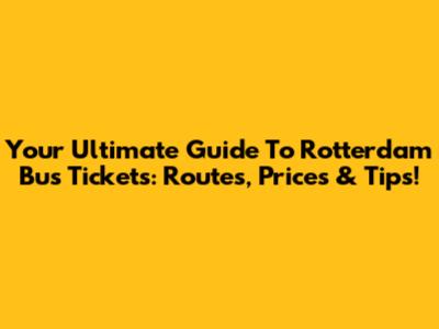 Your Ultimate Guide To Rotterdam Bus Tickets: Routes, Prices & Tips!