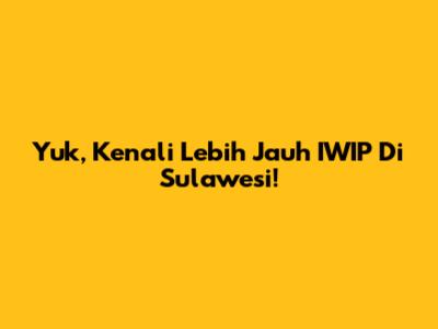 Yuk, Kenali Lebih Jauh IWIP Di Sulawesi!